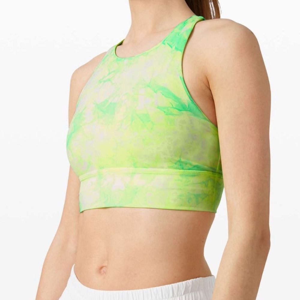 💚Lululemon High Energy Neon Green Tie-Dye Sports Bra